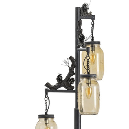 Crestview Collection CVAER740 Fire Catcher Floor Lamp Lighting, Gray