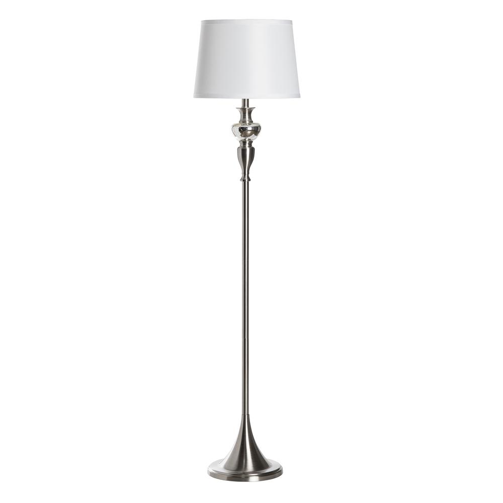 Crestview Collection Finely Brushed Nickle Floor Lamp with Glass Detail