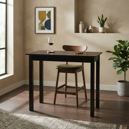 FurniFact Pub Table with Rubberwood Legs and Rectangular Top, Espresso