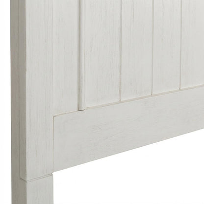 Wirebrushed White Headboard with Charcoal Top Solid Wood Panel Cottage Style