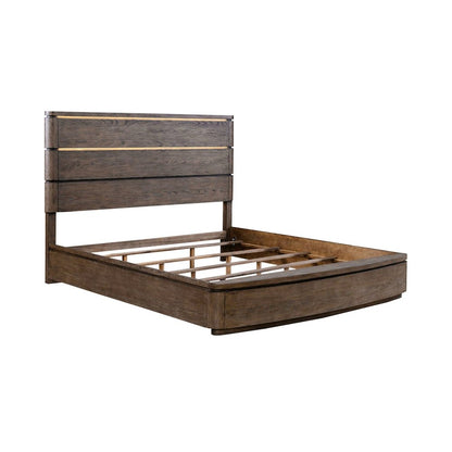 King Panel Bed with LED Touch Light, Dresser & Mirror, Night Stand