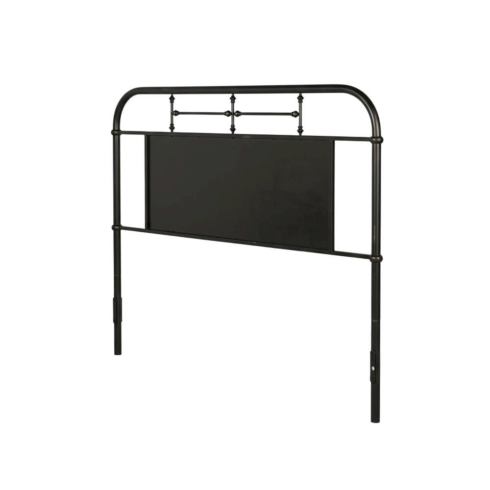 Distressed Metal Queen Metal Headboard with Vintage Design and Metal Tube Frame