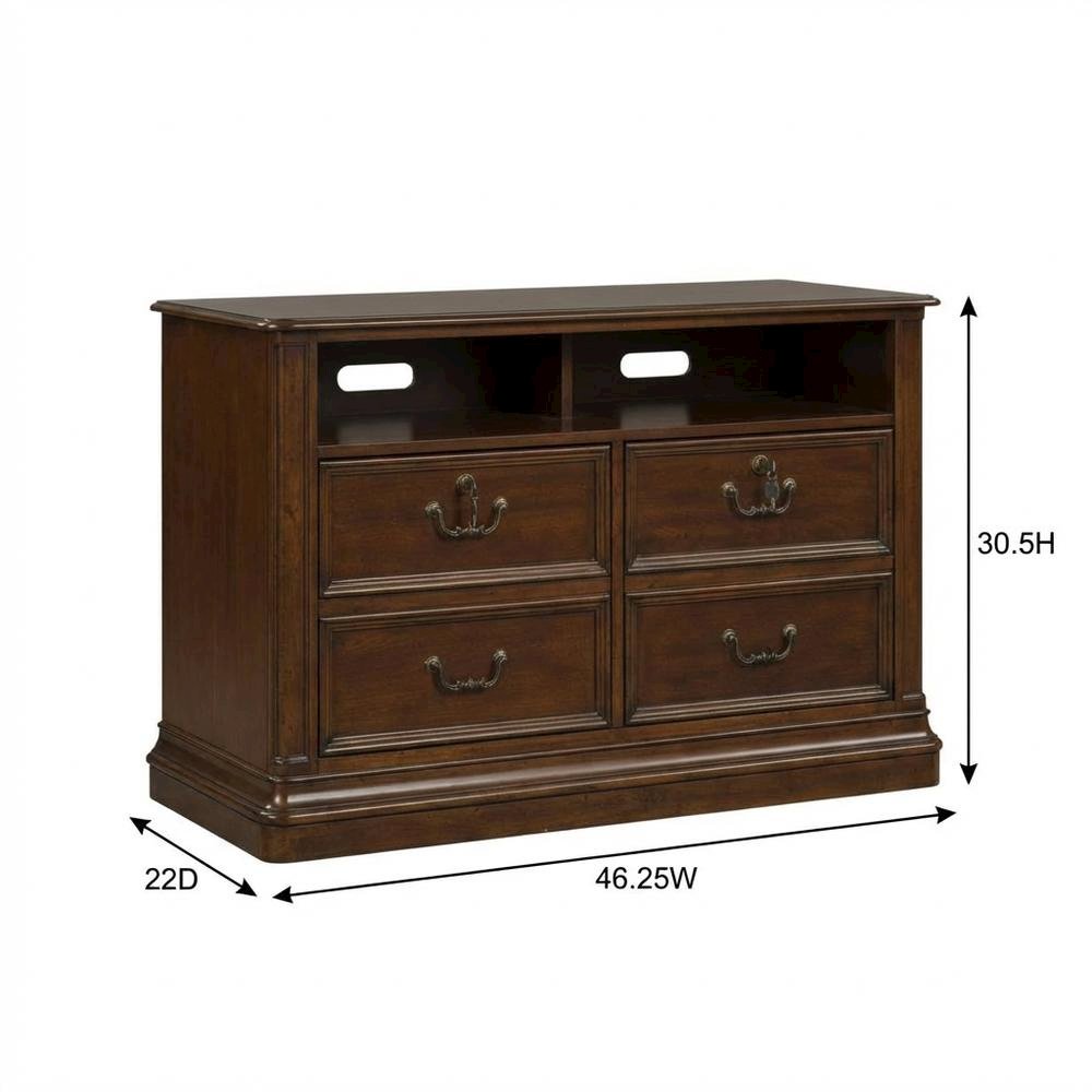 Cognac Executive Media Lateral File With Traditional Style