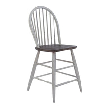 Farmhouse Windsor Back Counter Chair in Two Tone White w/ Wood Tone Top
