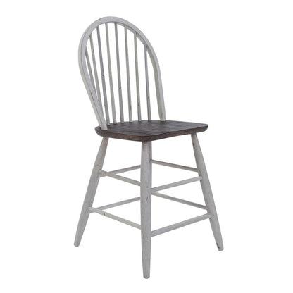 Farmhouse Windsor Back Counter Chair in Two Tone White w/ Wood Tone Top