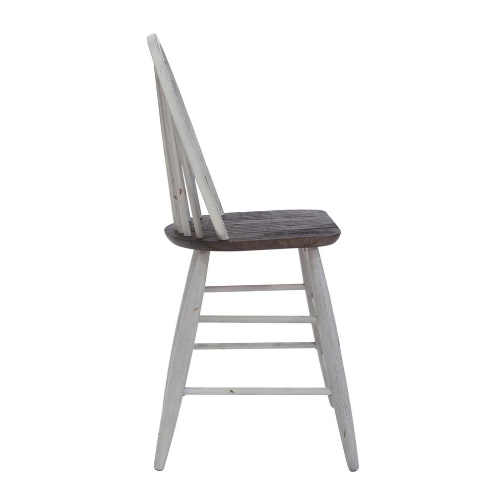 Farmhouse Windsor Back Counter Chair in Two Tone White w/ Wood Tone Top