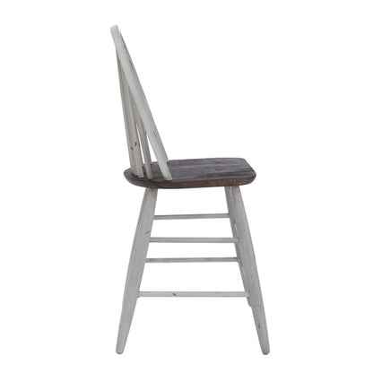 Farmhouse Windsor Back Counter Chair in Two Tone White w/ Wood Tone Top