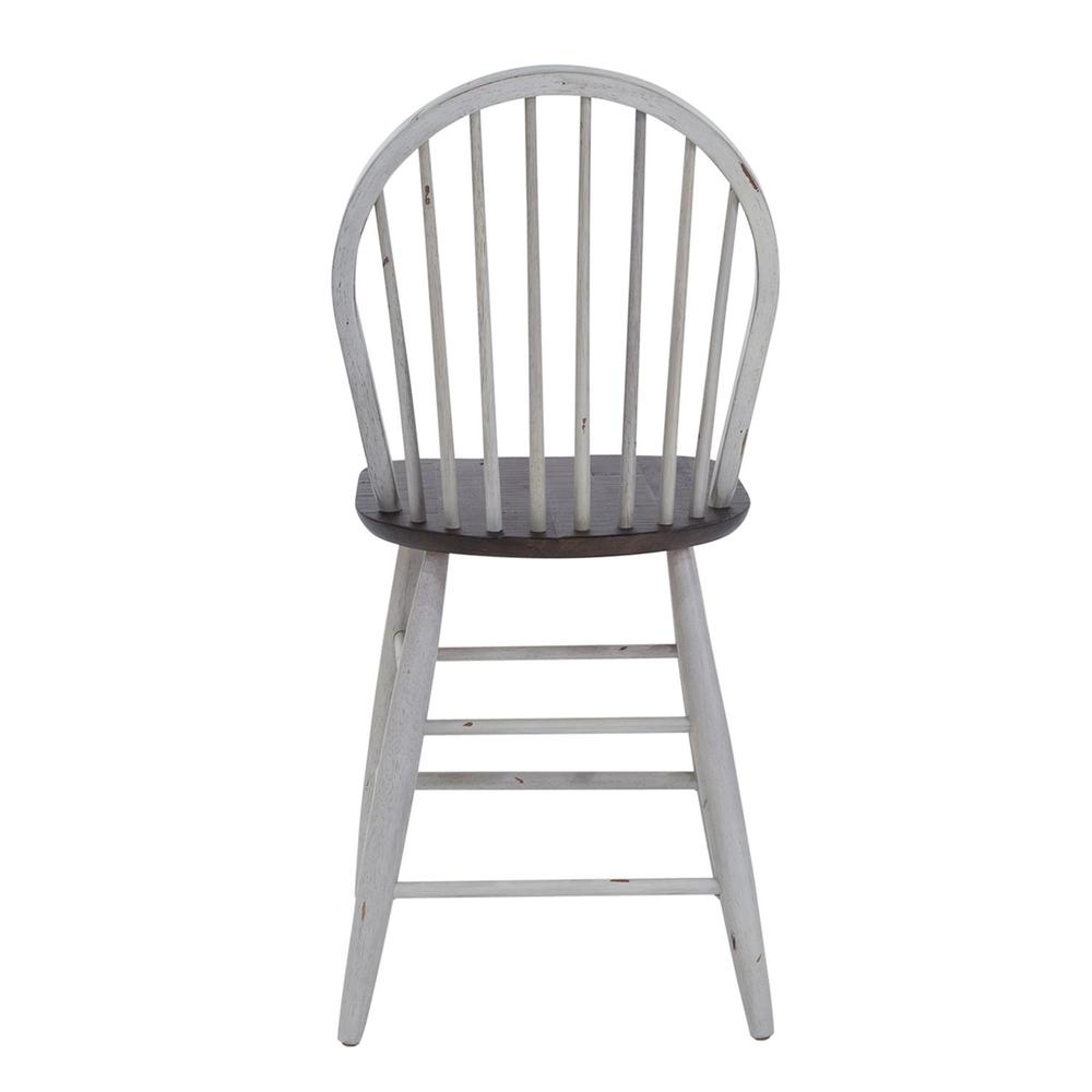 Farmhouse Windsor Back Counter Chair in Two Tone White w/ Wood Tone Top