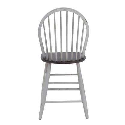 Farmhouse Windsor Back Counter Chair in Two Tone White w/ Wood Tone Top
