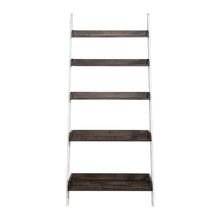 Farmhouse Leaning Bookcase in Two Tone White w/ Wood Tone Top