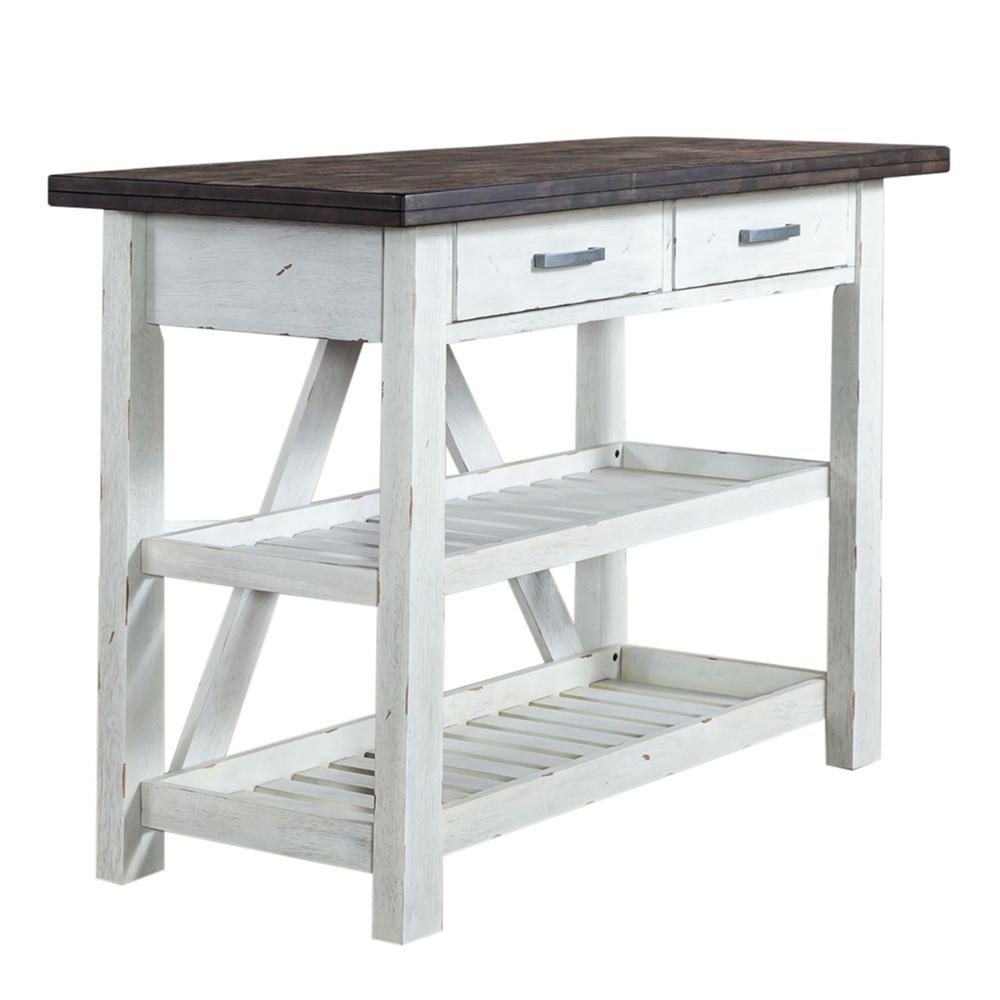 Farmhouse Server in Two Tone White w/ Wood Tone Top