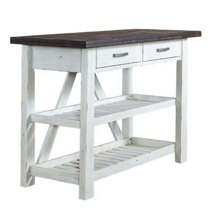 Farmhouse Server in Two Tone White w/ Wood Tone Top