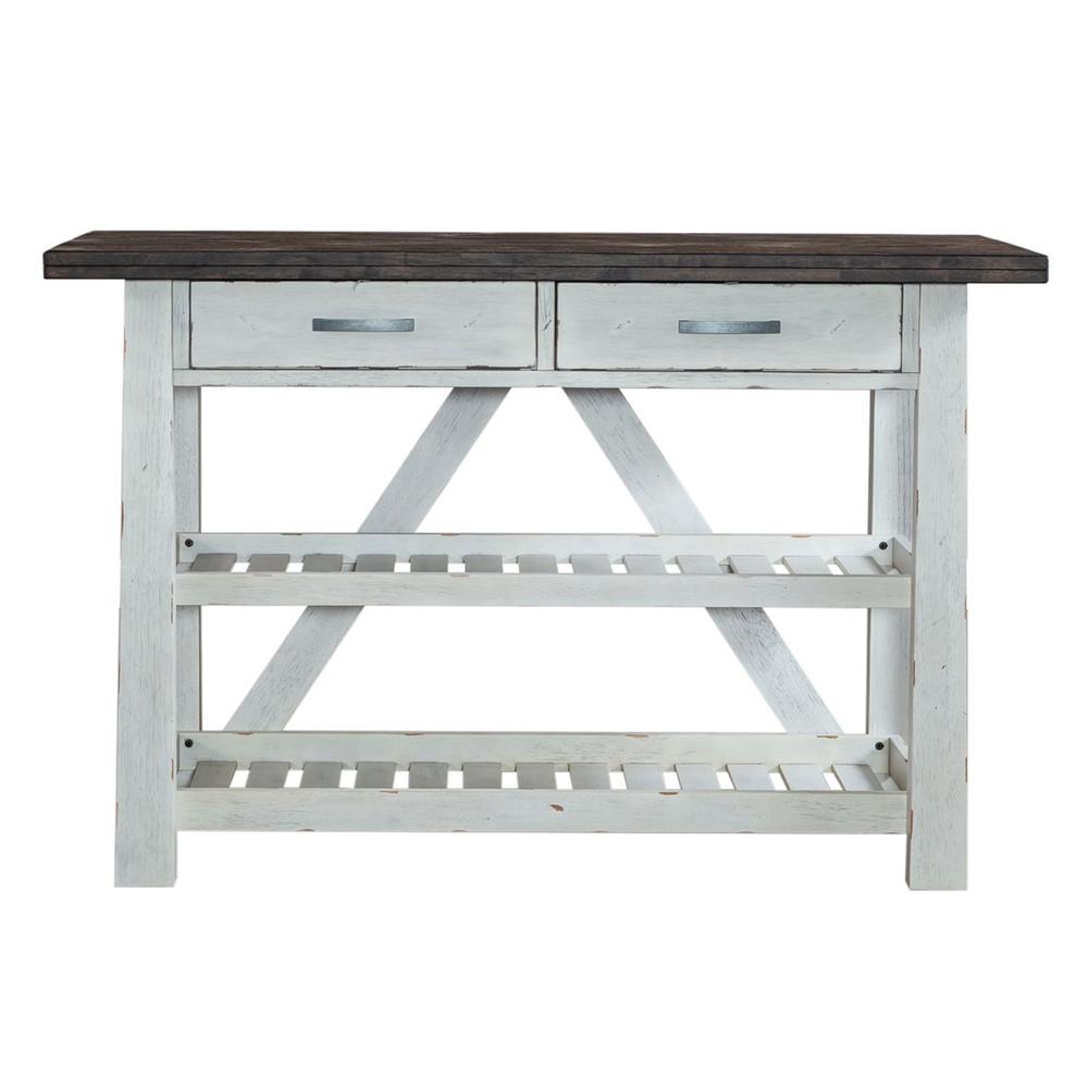 Farmhouse Server in Two Tone White w/ Wood Tone Top