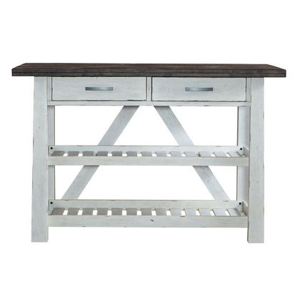 Farmhouse Server in Two Tone White w/ Wood Tone Top