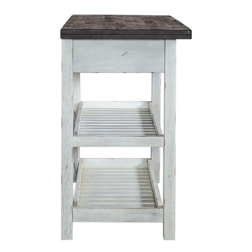 Farmhouse Server in Two Tone White w/ Wood Tone Top