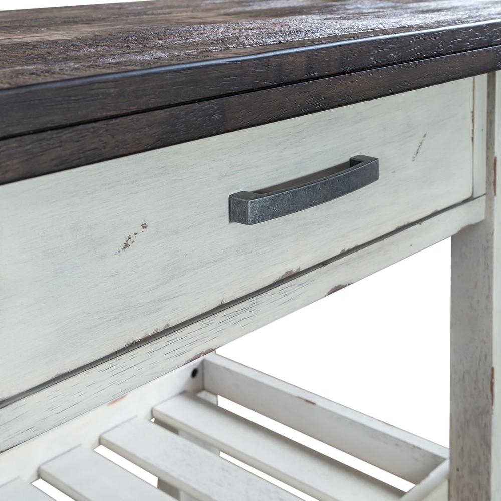 Farmhouse Server in Two Tone White w/ Wood Tone Top