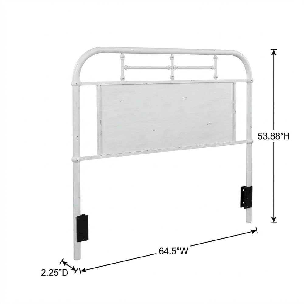 Queen Distressed Metal Headboard with Vintage Design and Durable Metal Tubing