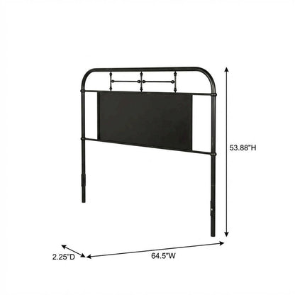 Distressed Metal Queen Metal Headboard with Vintage Design and Metal Tube Frame