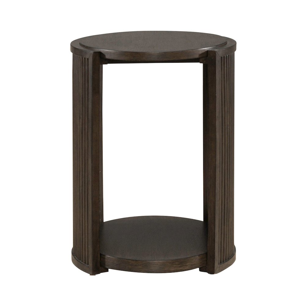 City View Chairside Table for Living Room- Coffee Bean Oak Wood