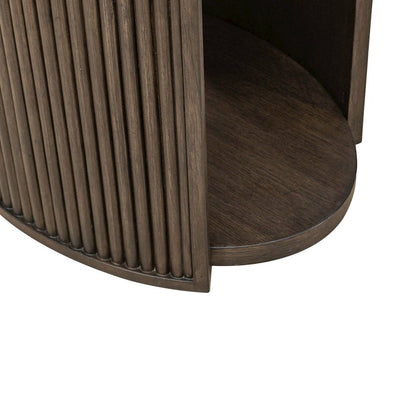 City View Chairside Table for Living Room- Coffee Bean Oak Wood
