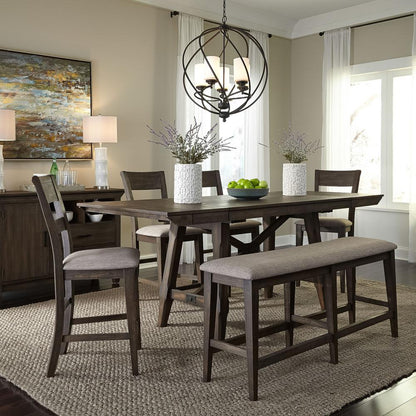 Double Bridge Splat Back Counter Chair (RTA) in Dark Chestnut