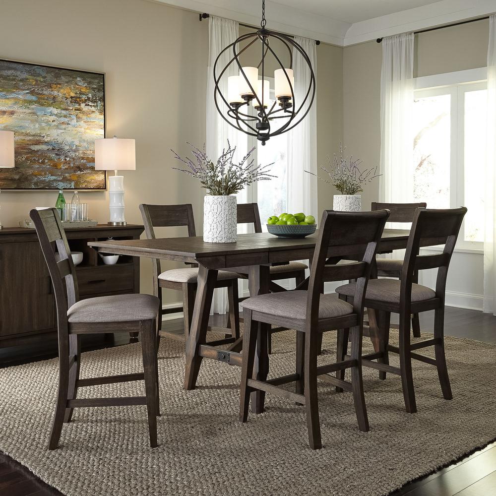 Double Bridge Splat Back Counter Chair (RTA)-Set of 2 in Dark Chestnut