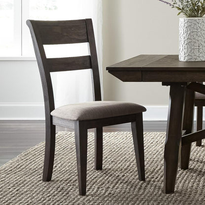 Double Bridge Splat Back Side Chair (RTA)-Set of 2 in Dark Chestnut