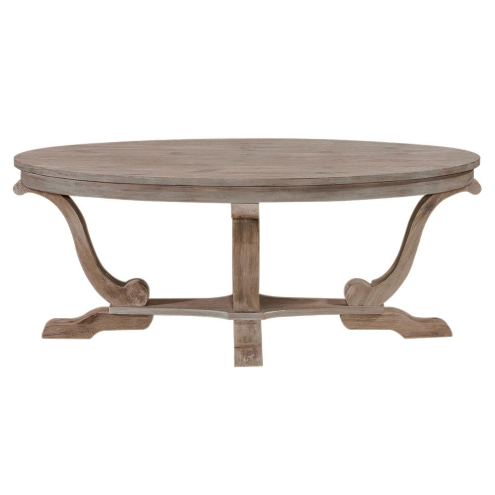 Greystone Mill Oval Cocktail Table in Stone White Wash w/ Wirebrush Distressing