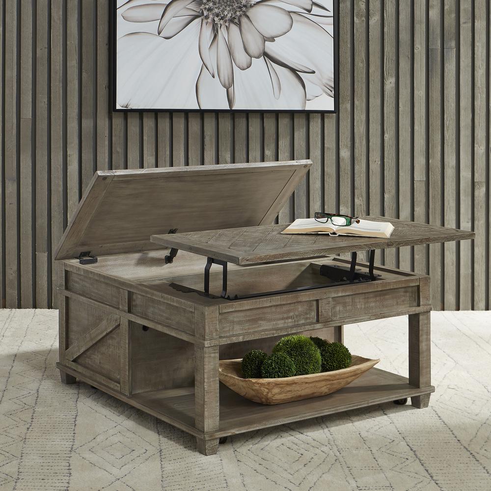 Parkland Falls Square Lift Top Cocktail Table in Weathered Taupe