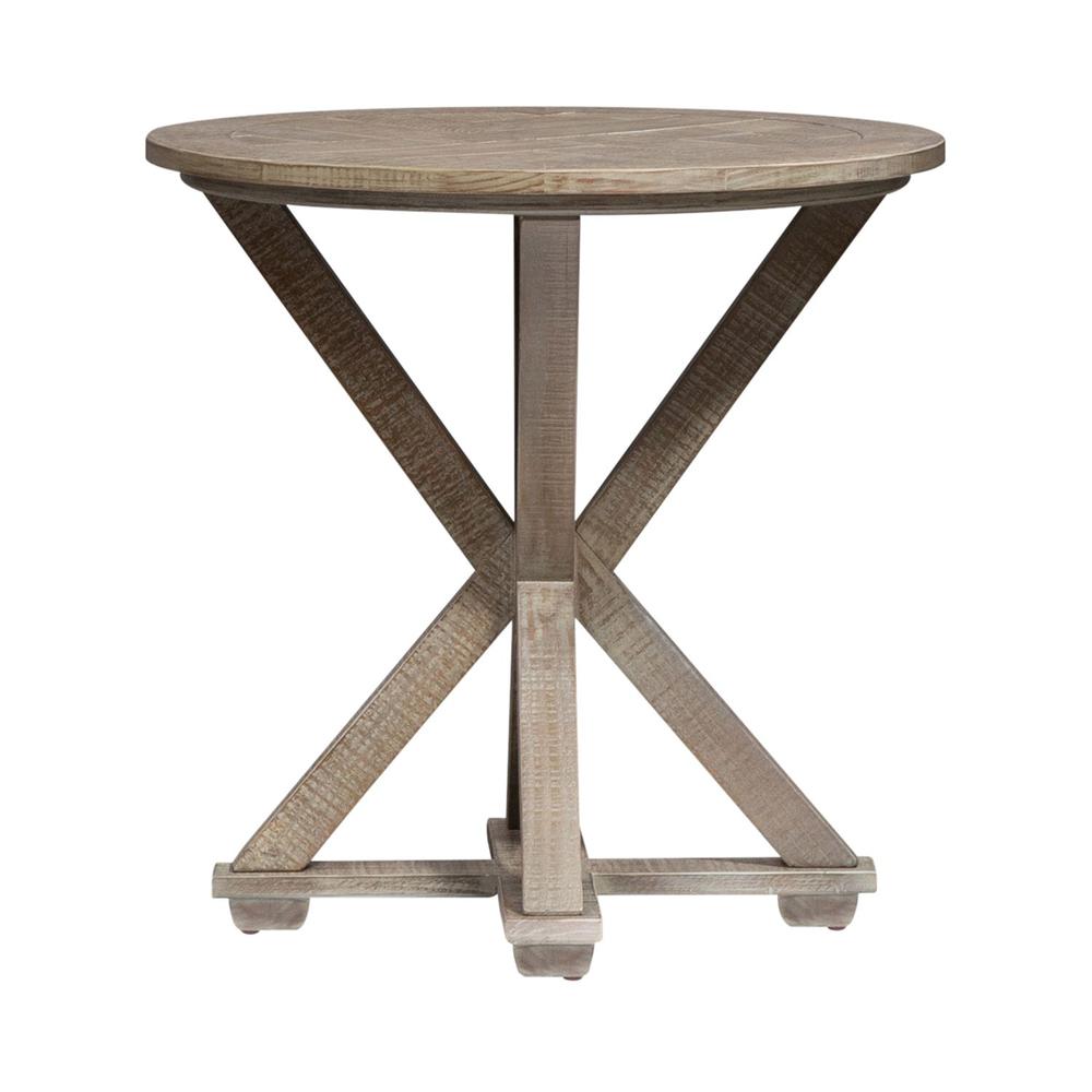 Parkland Falls Round End Table in Weathered Taupe