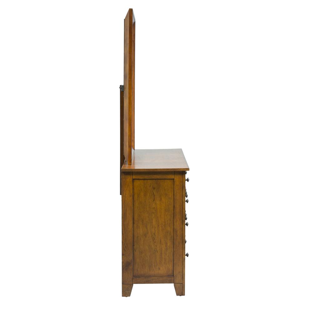 Grandpas Cabin Dresser & Mirror in Aged Oak