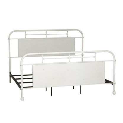 Vintage Series Queen Metal Bed - Antique White in Distressed Metal