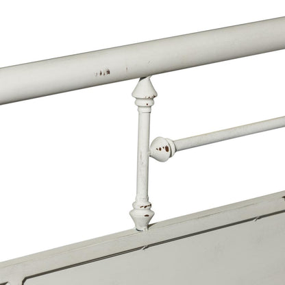 Vintage Series Queen Metal Bed - Antique White in Distressed Metal