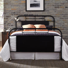Vintage Series King Metal Bed - Black in Distressed Metal