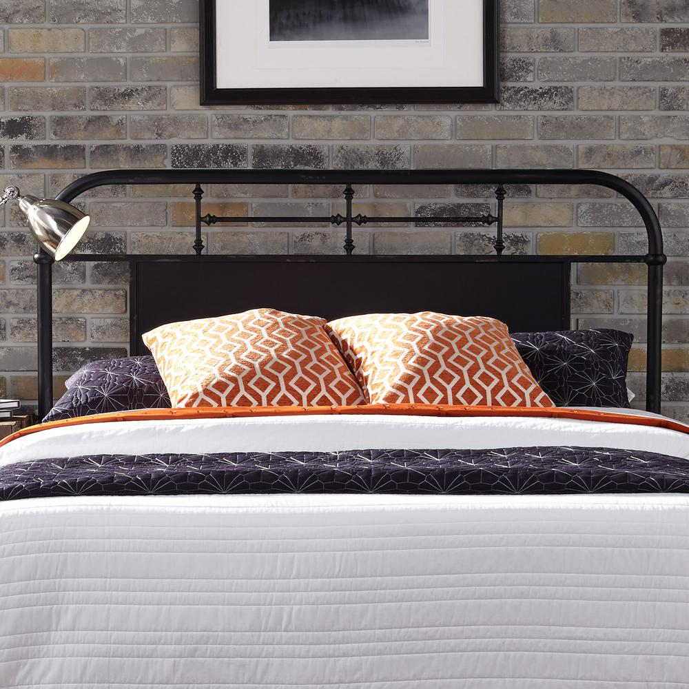 Vintage Series King Metal Bed - Black in Distressed Metal