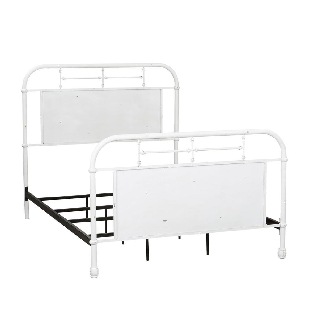 Vintage Series Full Metal Bed - Antique White in Distressed Metal