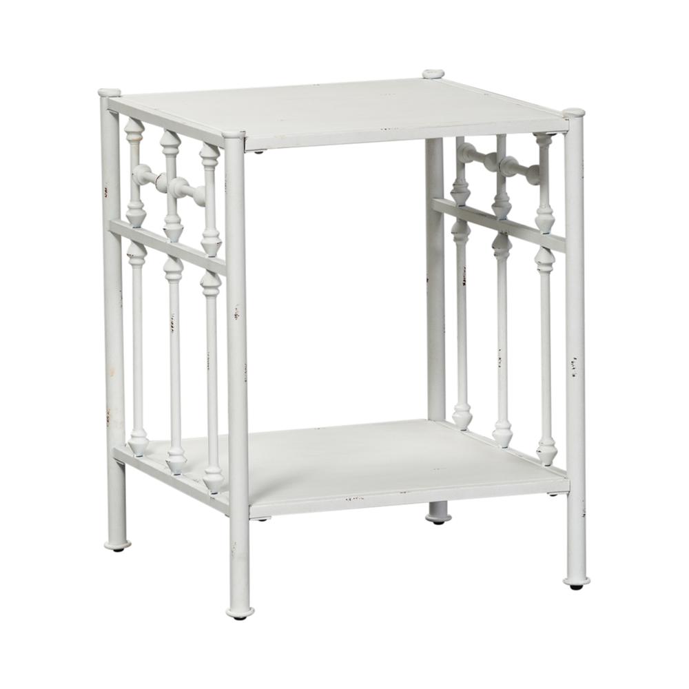 Vintage Series Open Night Stand - Antique White in Distressed Metal