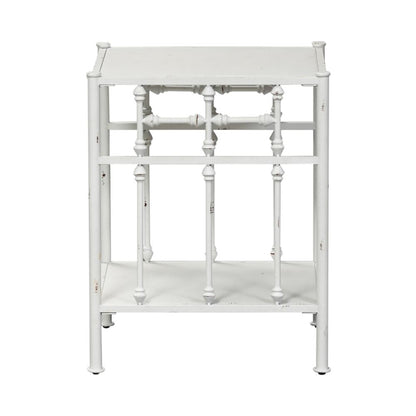 Vintage Series Open Night Stand - Antique White in Distressed Metal