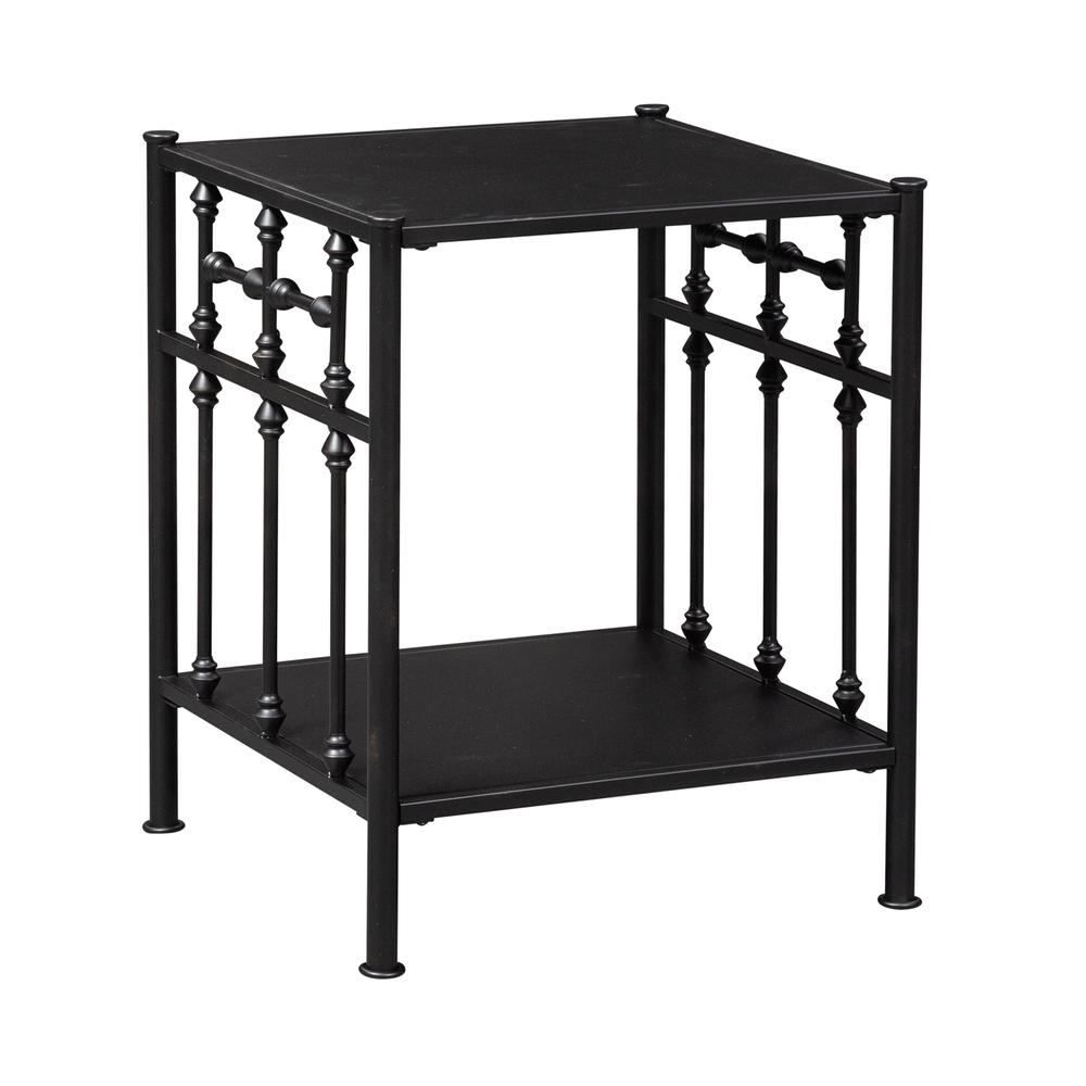 Vintage Series Open Night Stand - Black in Distressed Metal