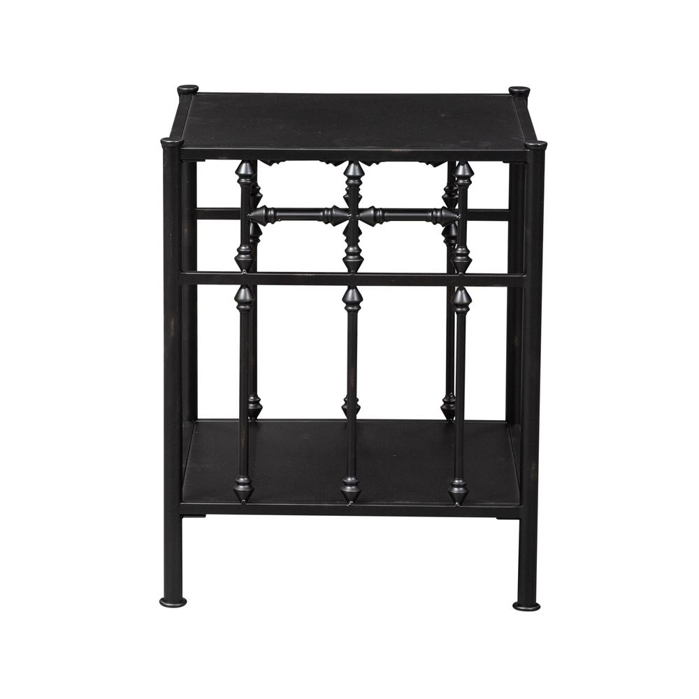 Vintage Series Open Night Stand - Black in Distressed Metal