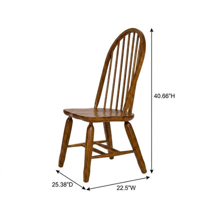 Rubberwood Solid Wood Bow-Back Traditional Dining Chair, 300 lb Capacity, Brown