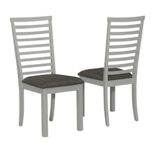 Rubberwood Upholstered Ladder Back Dining Chairs, Grey, Set of 2