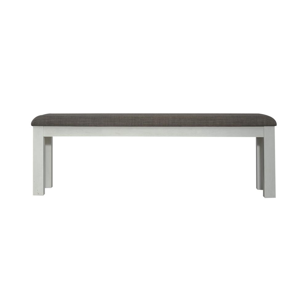 Brook Bay Upholstered Dining Bench in Textured White w/ Carbon Gray Top