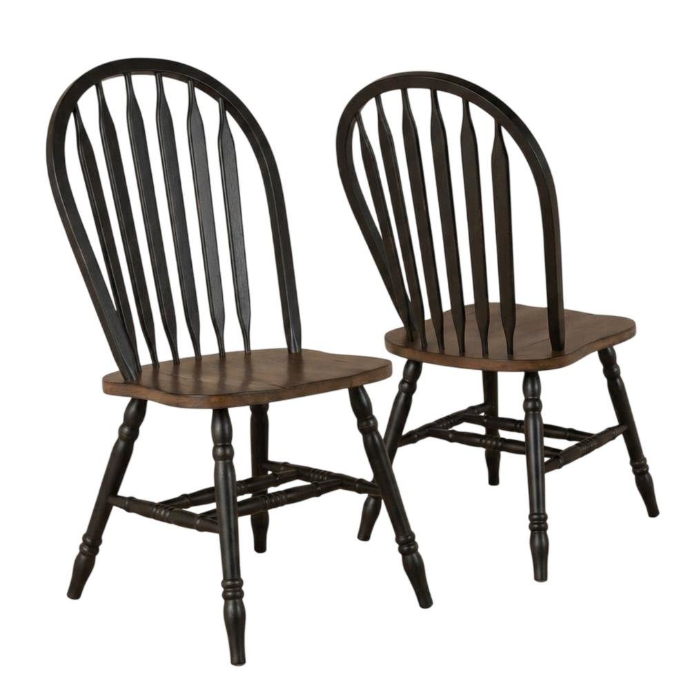 Rubberwood Solid Wood Windsor Spindle Dining Chairs for Kitchen, Set of 2