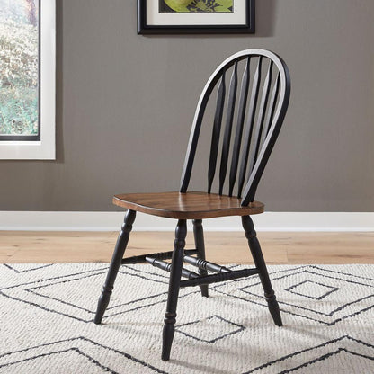 Carolina Crossing Windsor Side Chair- Black in Black w/ Antique Honey Top