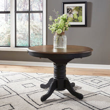 Carolina Crossing Pedestal Table 15" Butterfly Leaf - Black & Antique Honey Tops