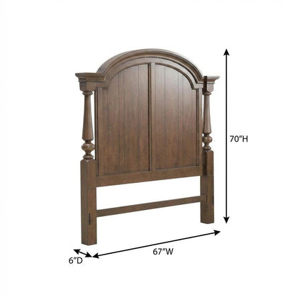 Cherry Brown Queen Poster Bed Headboard, Arched Design, Traditional Wood Style