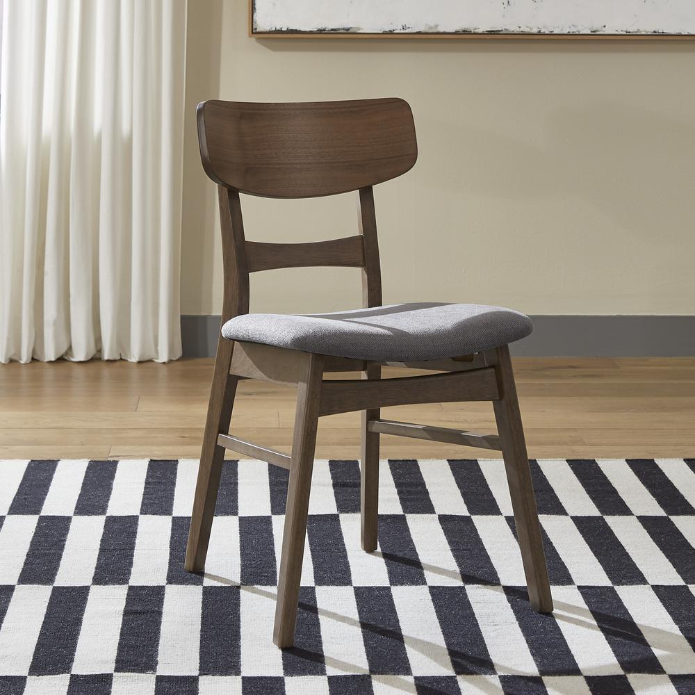 Panel Back Side Chair- Grey (RTA)- Set of 2 Contemporary Brown