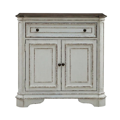 European Style Accent Cabinet in Antique White & Weathered Bark Oak
