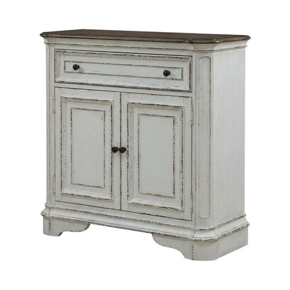 European Style Accent Cabinet in Antique White & Weathered Bark Oak